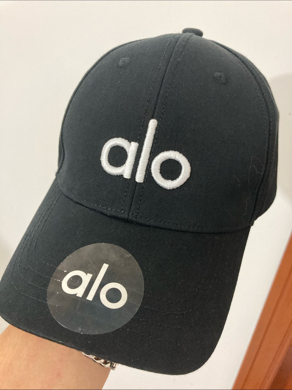 ALO Yoga Kids Black Cap with White Logo